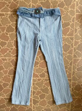 Vintage Revolt Jeans 90s Y2K No Back Pockets Sz 12 Pinstripe